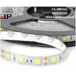 Tira LED 5 mts Flexible 72W 300 Led SMD 5050 IP54 Blanco Neutro Alta Luminosidad